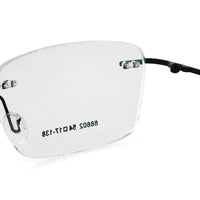 Thin Line Black Medium Rim Less Rectangle Eyeglasses for Unisex — Hashtag Eyewears