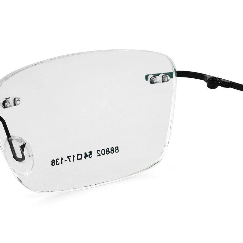 Thin Line Black Medium Rim Less Rectangle Eyeglasses for Unisex — Hashtag Eyewears