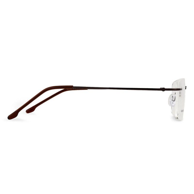 Thin Line Brown Medium Rim Less Rectangle Eyeglasses for Unisex — Hashtag Eyewears