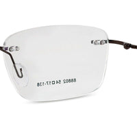 Thin Line Brown Medium Rim Less Rectangle Eyeglasses for Unisex — Hashtag Eyewears