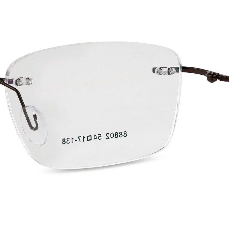 Thin Line Brown Medium Rim Less Rectangle Eyeglasses for Unisex — Hashtag Eyewears