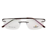 Thin Line Brown Medium Rim Less Rectangle Eyeglasses for Unisex — Hashtag Eyewears