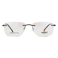 Thin Line Brown Medium Rim Less Rectangle Eyeglasses for Unisex — Hashtag Eyewears