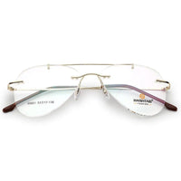Thin line Gold Medium Rim Less Aviator with Lock Side Hinges Eyeglasses for Men — Hashtag Eyewears