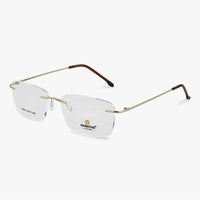 Thin Line Gold Medium Rim Less Rectangle Eyeglasses for Unisex — Hashtag Eyewears