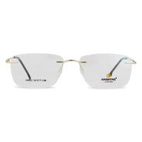 Thin Line Gold Medium Rim Less Rectangle Eyeglasses for Unisex — Hashtag Eyewears