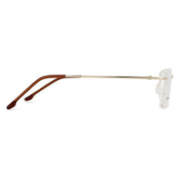 Thin Line Gold Medium Rim Less Rectangle Eyeglasses for Unisex — Hashtag Eyewears