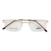 Thin Line Gold Medium Rim Less Rectangle Eyeglasses for Unisex — Hashtag Eyewears