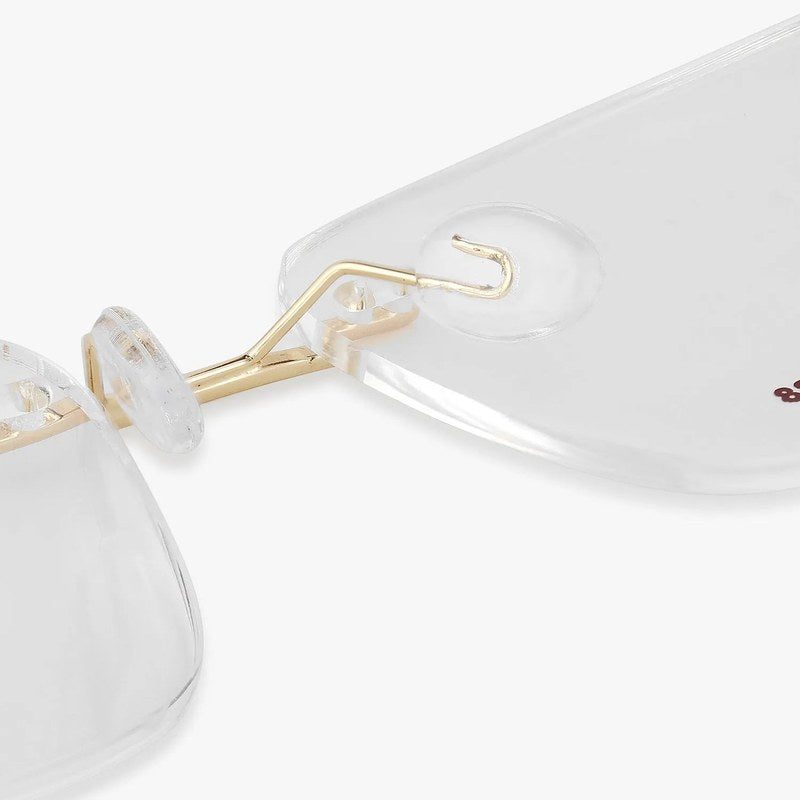 Thin Line Gold Medium Rim Less Rectangle Eyeglasses for Unisex — Hashtag Eyewears