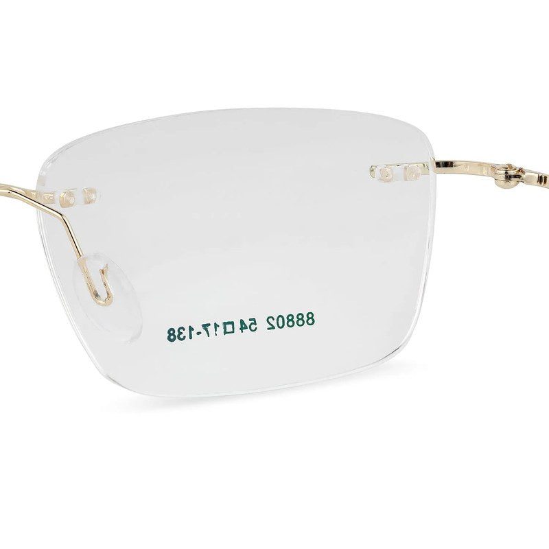 Thin Line Gold Medium Rim Less Rectangle Eyeglasses for Unisex — Hashtag Eyewears