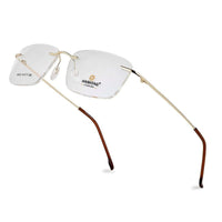 Thin Line Gold Medium Rim Less Rectangle Eyeglasses for Unisex — Hashtag Eyewears