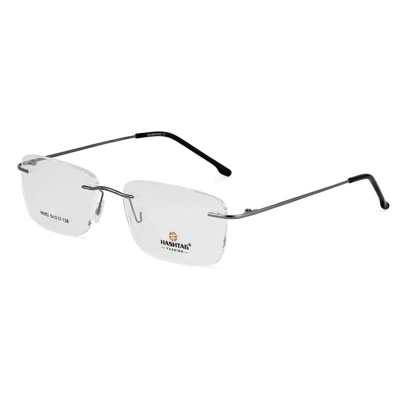 Thin Line Gun Medium Rim Less Rectangle Eyeglasses for Unisex — Hashtag Eyewears