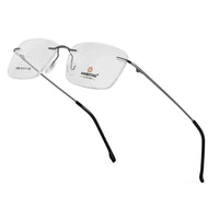 Thin Line Gun Medium Rim Less Rectangle Eyeglasses for Unisex — Hashtag Eyewears