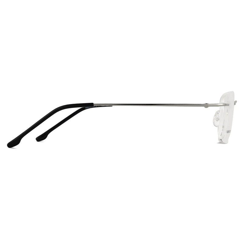 Thin Line Silver Medium Rim Less Rectangle Eyeglasses for Unisex — Hashtag Eyewears