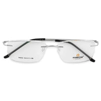 Thin Line Silver Medium Rim Less Rectangle Eyeglasses for Unisex — Hashtag Eyewears