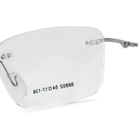 Thin Line Silver Medium Rim Less Rectangle Eyeglasses for Unisex — Hashtag Eyewears