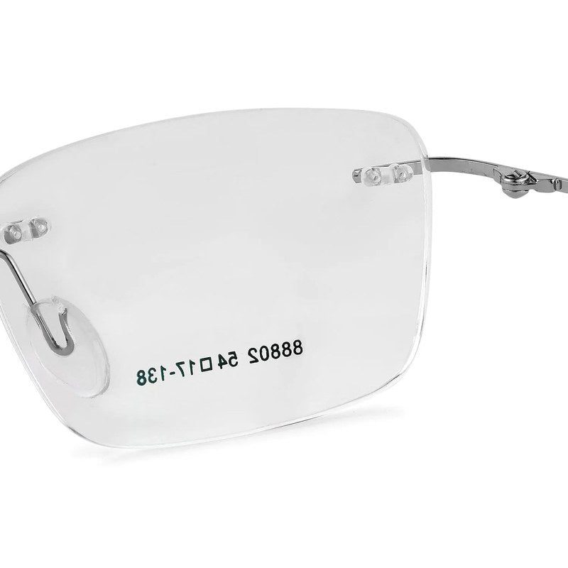 Thin Line Silver Medium Rim Less Rectangle Eyeglasses for Unisex — Hashtag Eyewears