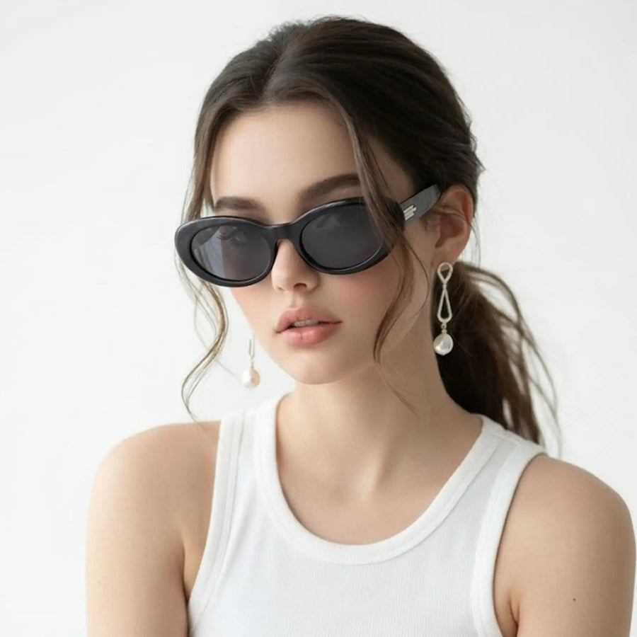 Thunderx | Black Medium Full Rim Oval Sunglasses for Women [UV-protected] HASHTAG X WHITECHERRY