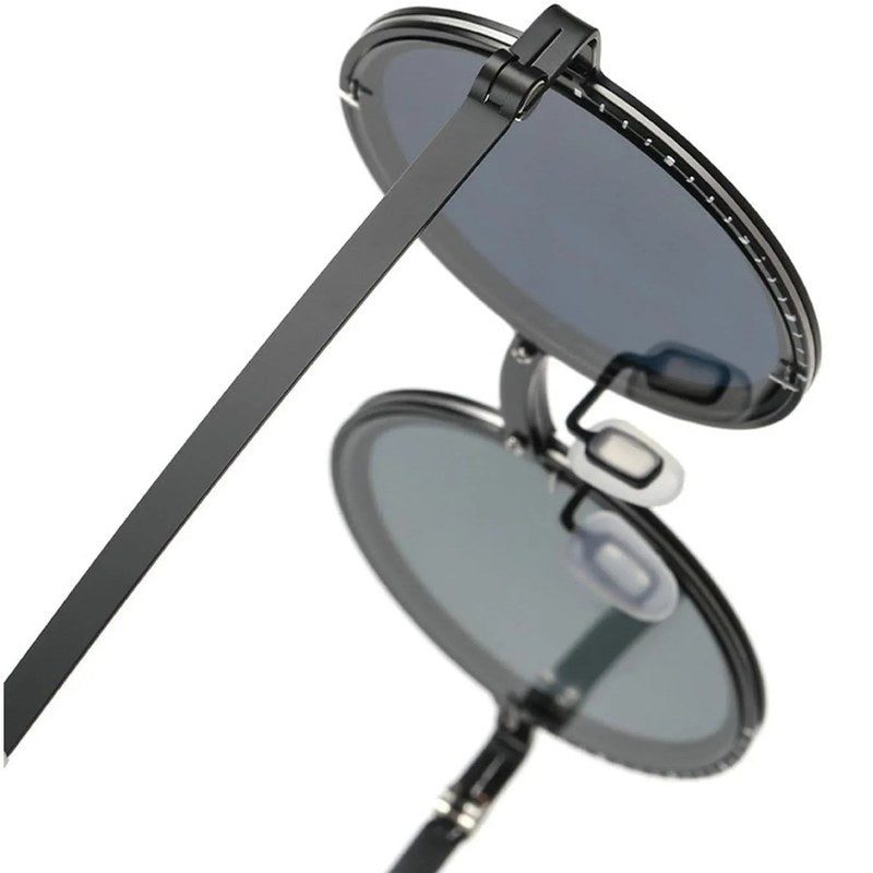 Tint | Black Medium Full Rim Round Sunglasses for Men & Women [Tint Adjustable]