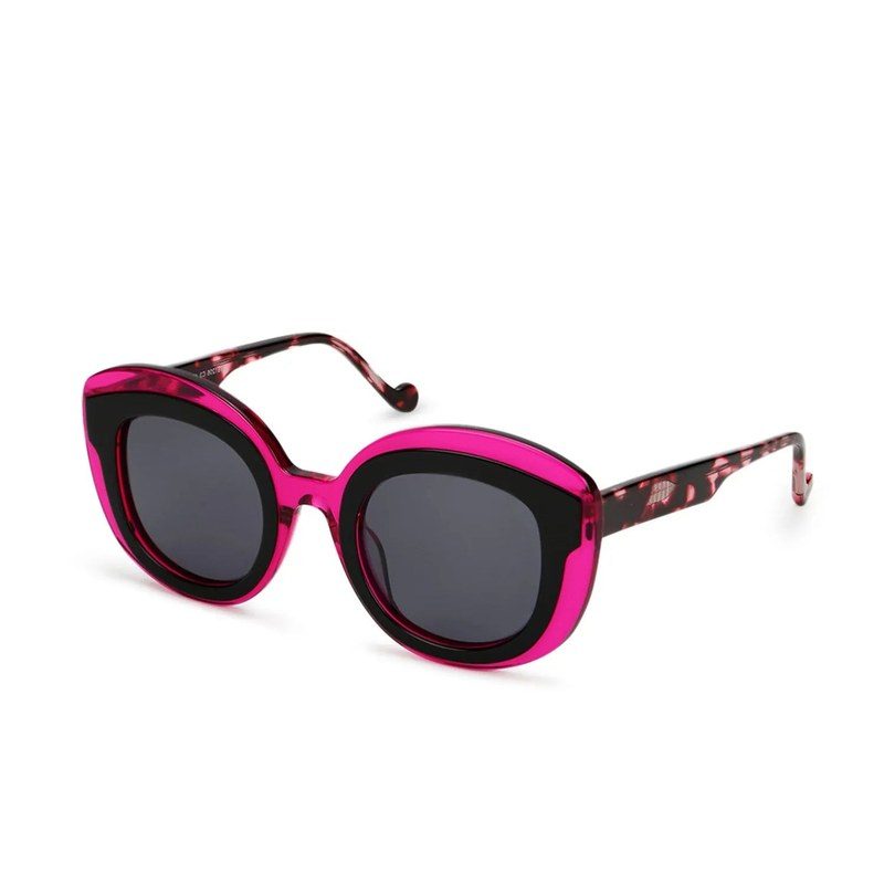 TRANCY Black-Pink Medium Full Rim Round Sunglasses for Women — Hashtag Eyewears
