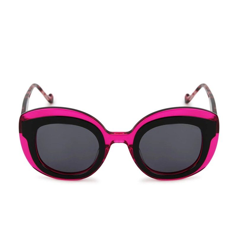 TRANCY Black-Pink Medium Full Rim Round Sunglasses for Women — Hashtag Eyewears