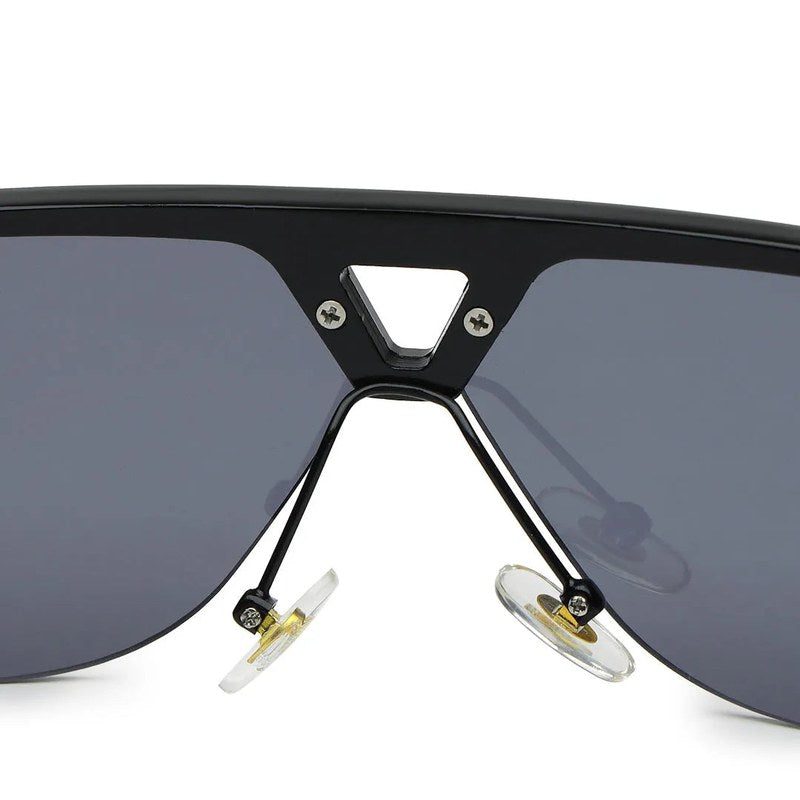 Tri-Angle Black Large Rim Less Rectangle Sunglasses for Men & Women — Hashtag Eyewears
