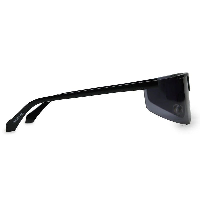 Tri-Angle Black Large Rim Less Rectangle Sunglasses for Men & Women — Hashtag Eyewears
