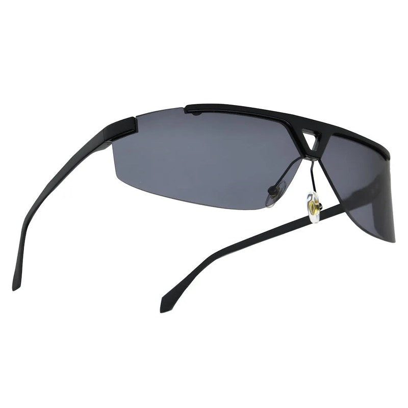 Tri-Angle | Black Large Rim Less Rectangle Sunglasses for Men & Women [UV-protected]