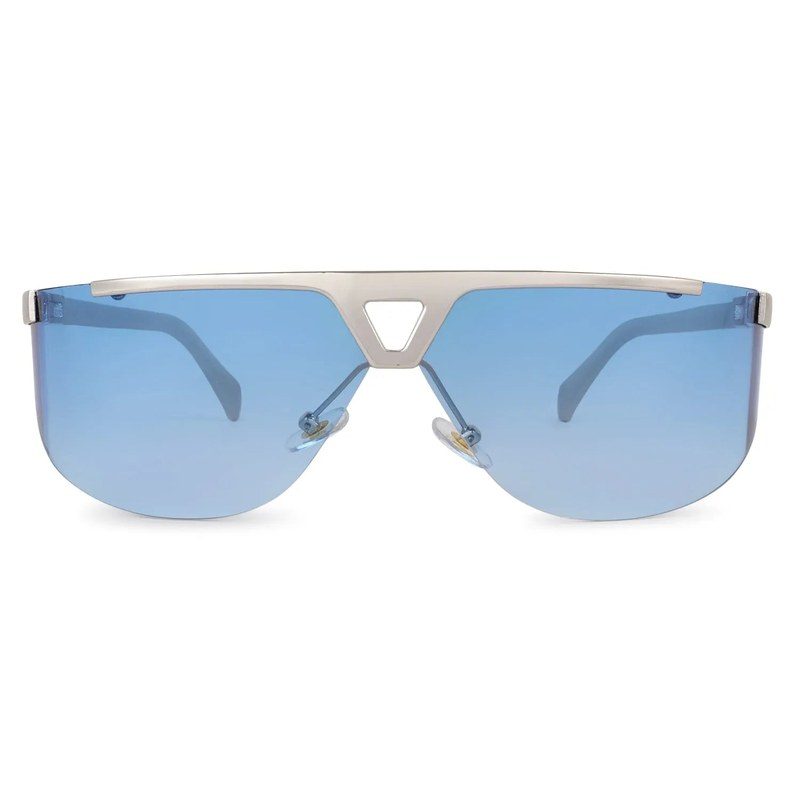 Tri-Angle Blue Large Rim Less Rectangle Sunglasses for Men & Women — Hashtag Eyewears