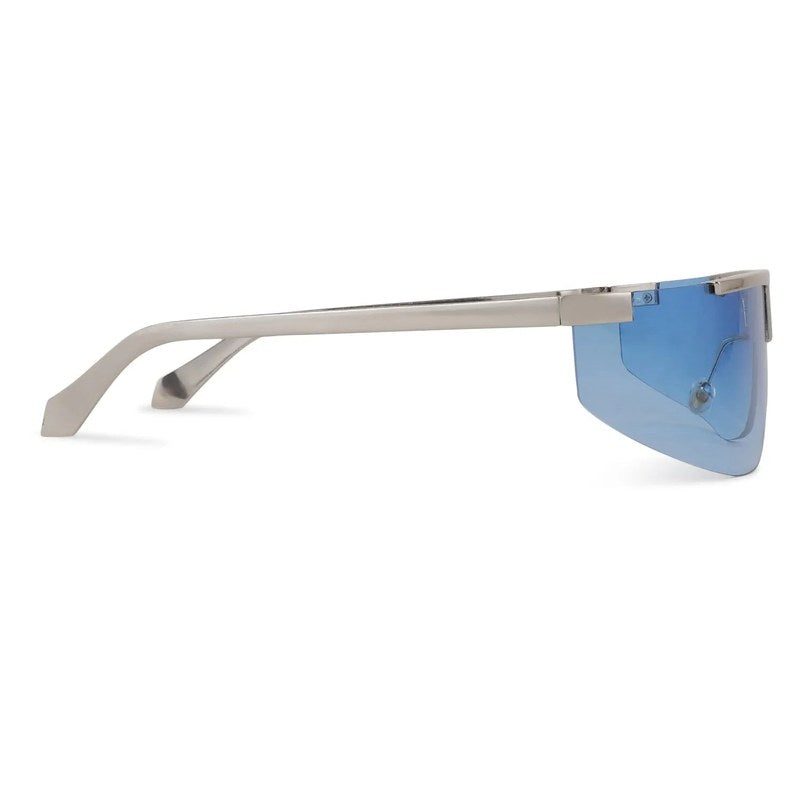 Tri-Angle Blue Large Rim Less Rectangle Sunglasses for Men & Women — Hashtag Eyewears