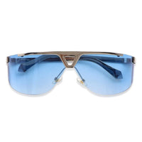 Tri-Angle Blue Large Rim Less Rectangle Sunglasses for Men & Women — Hashtag Eyewears