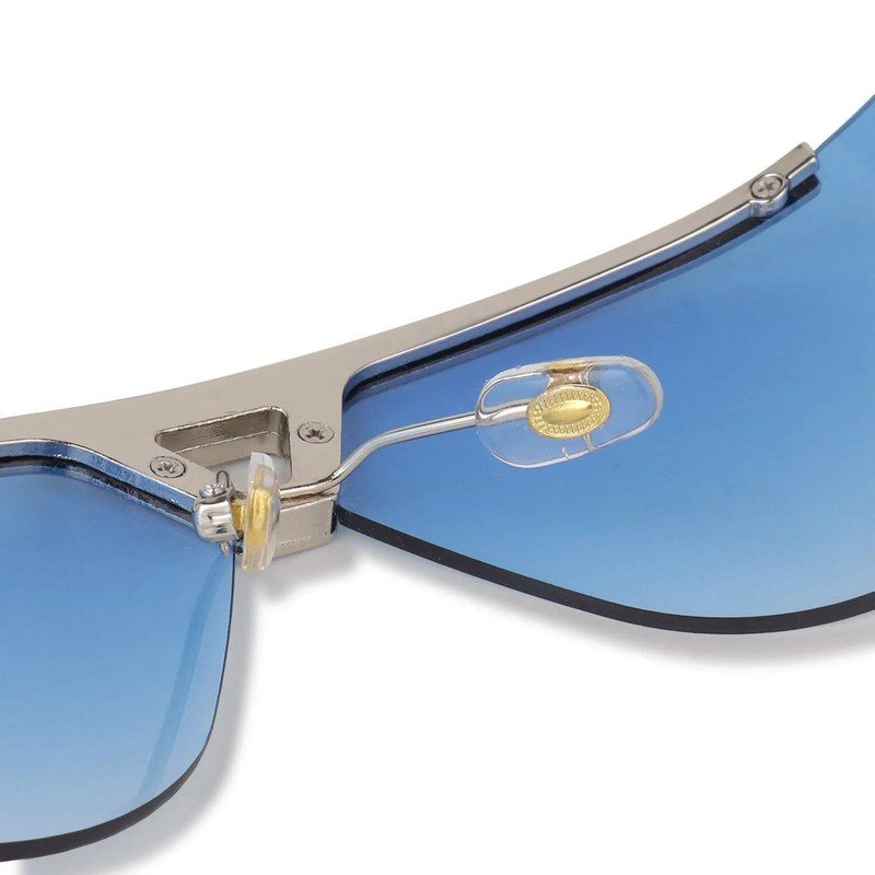 Tri-Angle Blue Large Rim Less Rectangle Sunglasses for Men & Women — Hashtag Eyewears