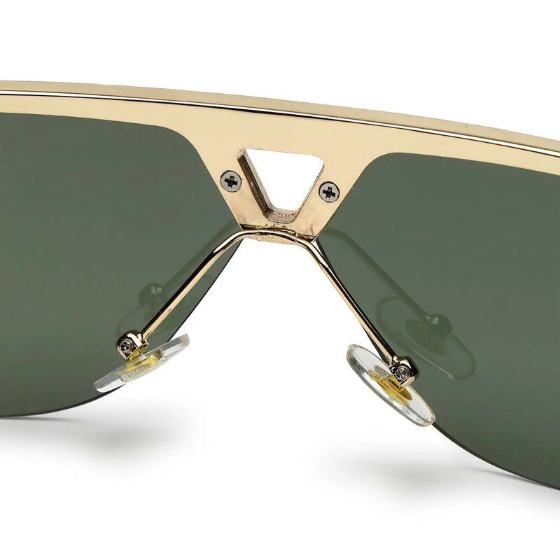 Tri-Angle Golden Large Rim Less Rectangle Sunglasses for Men & Women — Hashtag Eyewears