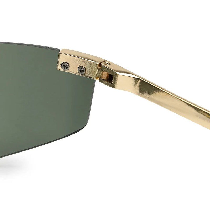 Tri-Angle Golden Large Rim Less Rectangle Sunglasses for Men & Women — Hashtag Eyewears