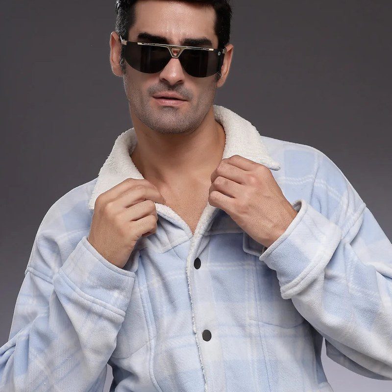 Tri-Angle Golden Large Rim Less Rectangle Sunglasses for Men & Women — Hashtag Eyewears