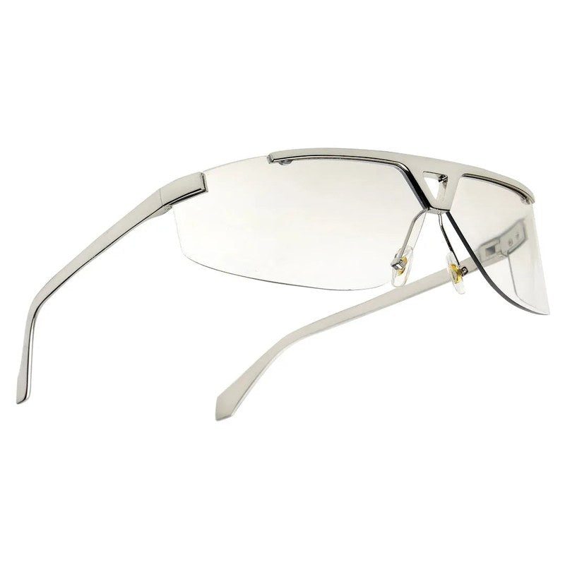 Tri-Angle Silver Large Rim Less Rectangle Sunglasses for Men & Women — Hashtag Eyewears
