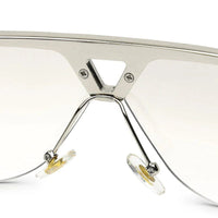 Tri-Angle Silver Large Rim Less Rectangle Sunglasses for Men & Women — Hashtag Eyewears