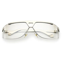 Tri-Angle Silver Large Rim Less Rectangle Sunglasses for Men & Women — Hashtag Eyewears