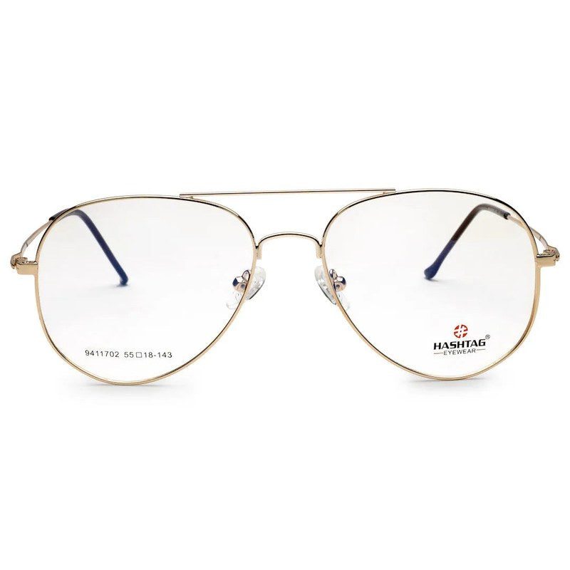 Tricorn Gold Medium Full Rim Aviator with Lock Side Hinges Turban Eyeglasses for Men — Hashtag Eyewears