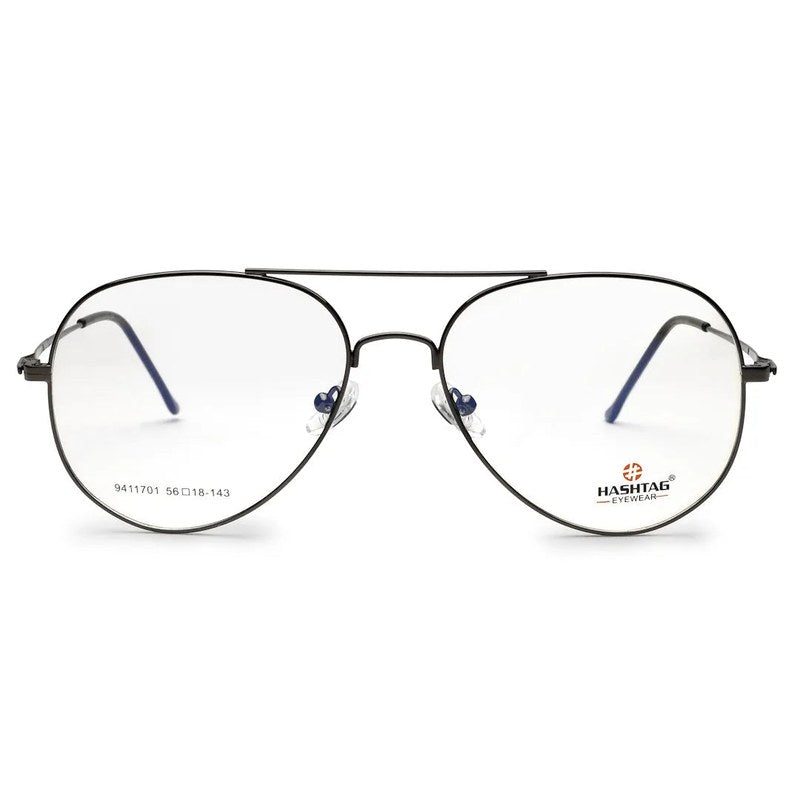 Tricorn Gun-Grey Medium Full Rim Aviator with Lock Side Hinges Turban Eyeglasses for Men — Hashtag Eyewears