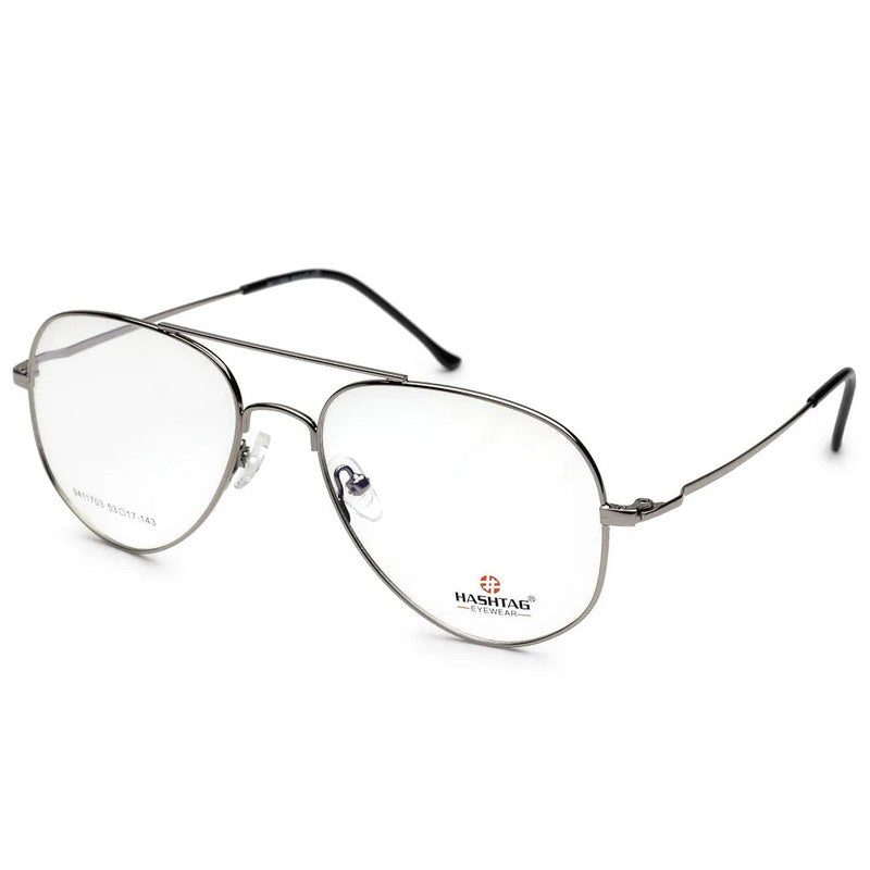 Tricorn Silver Medium Full Rim Aviator with Lock Side Hinges Turban Eyeglasses for Men — Hashtag Eyewears