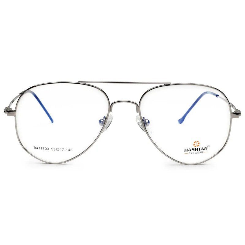 Tricorn Silver Medium Full Rim Aviator with Lock Side Hinges Turban Eyeglasses for Men — Hashtag Eyewears