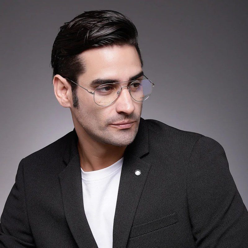 Tricorn Silver Medium Full Rim Aviator with Lock Side Hinges Turban Eyeglasses for Men — Hashtag Eyewears