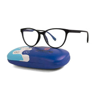 TruBlu | Black Medium Full Rim CATEYE Computer Glasses for Men & Women [Blue Block]
