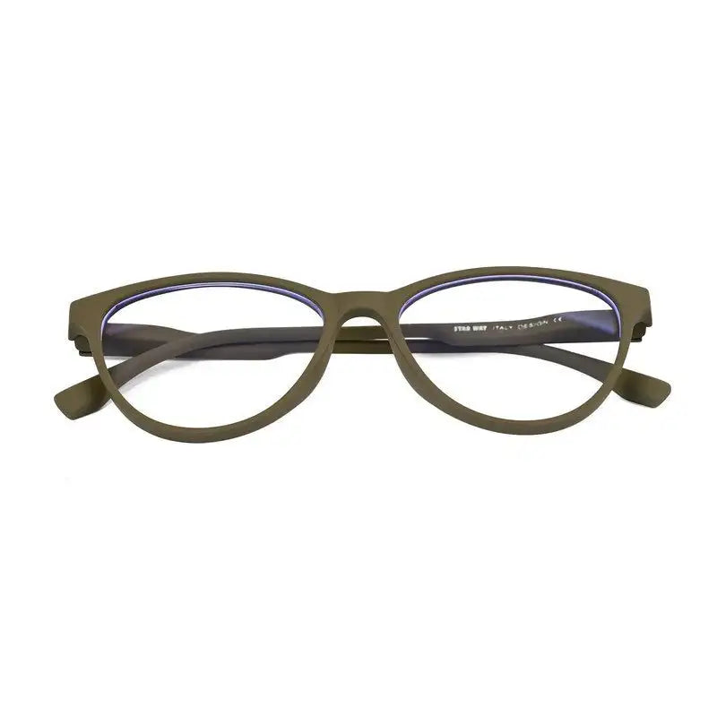 TruBlu | Dark Green Medium Full Rim CATEYE Computer Glasses for Men & Women [Blue Block]