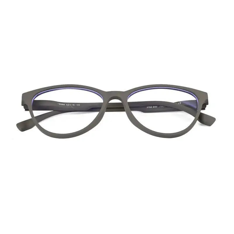 TruBlu | Grey Medium Full Rim CATEYE Computer Glasses for Men & Women [Blue Block]