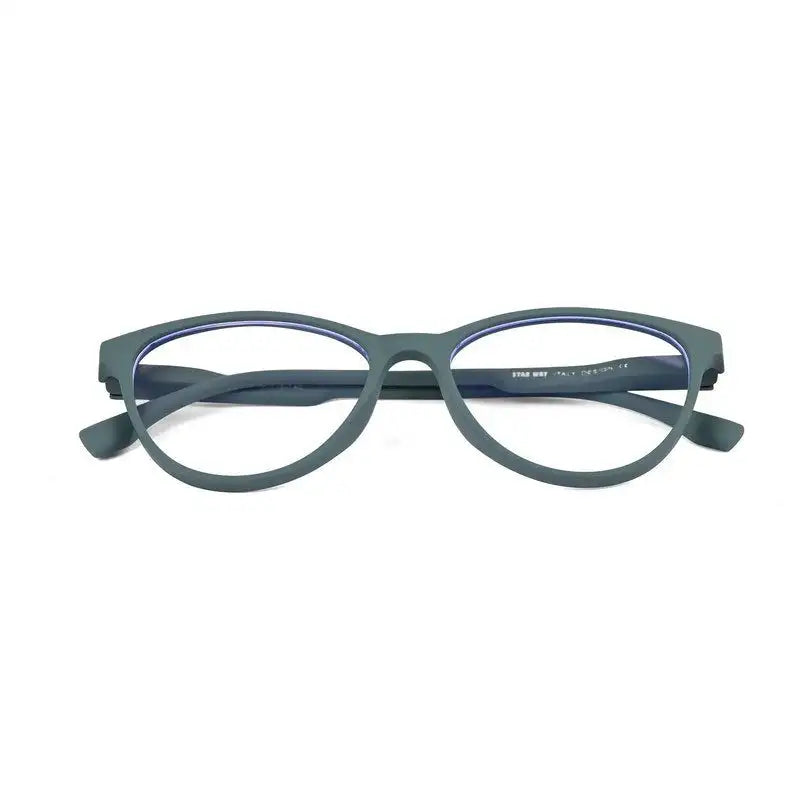 TruBlu | Olive Green Medium Full Rim CATEYE Computer Glasses for Men & Women [Blue Block]
