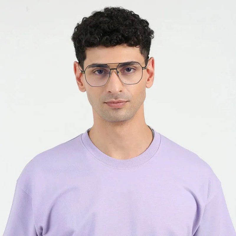 Typhora Grey Large Full Rim Haxagonal Clip-on for Men & Women — Hashtag Eyewears