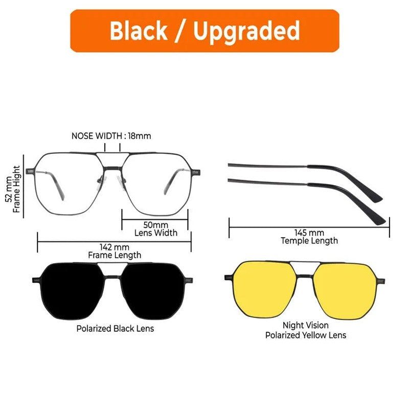 Typhora | Grey Large Full Rim Haxagonal Clip-on for Men & Women [Clip-on]