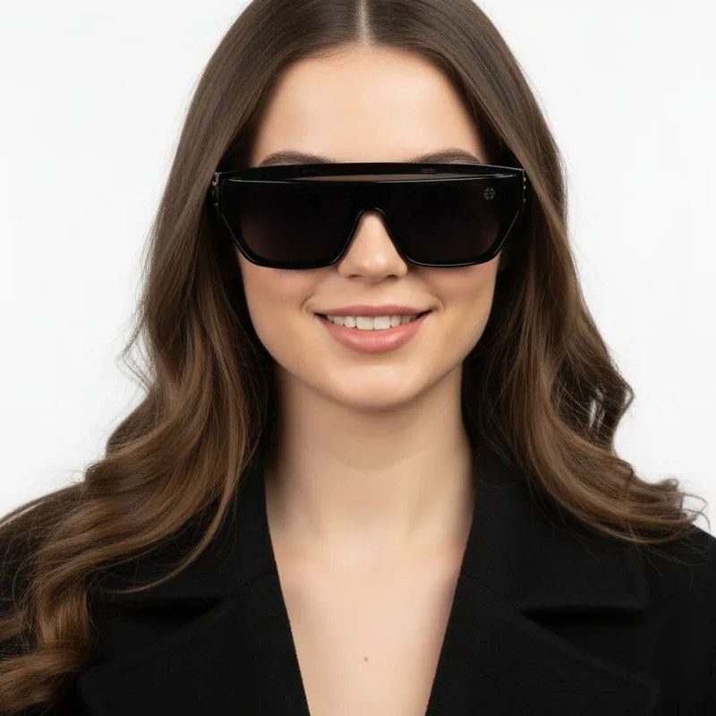 Umbra Black/Gold Medium Full Rim Rectangle Sunglasses for Men & Women — Hashtag Eyewears